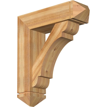 Olympic Arts And Crafts Rough Sawn Bracket W/ Offset Brace, Western Red Cedar, 8W X 28D X 32H